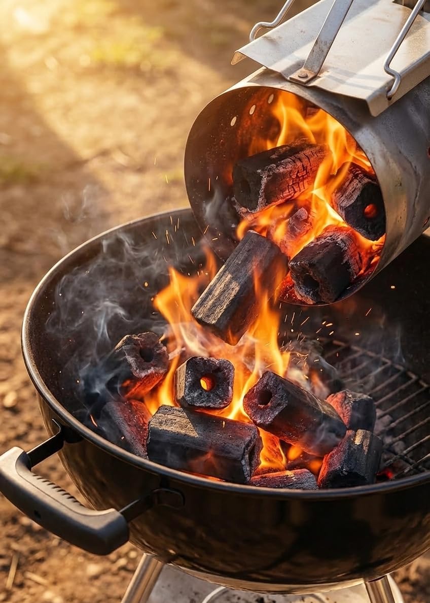 Ogatan briquettes burn smokeless for indoor grilling