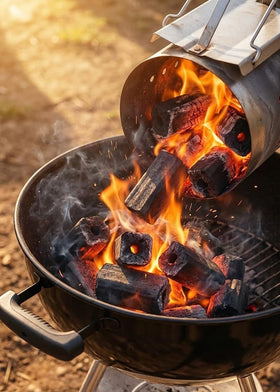 Ogatan briquettes burn smokeless for indoor grilling