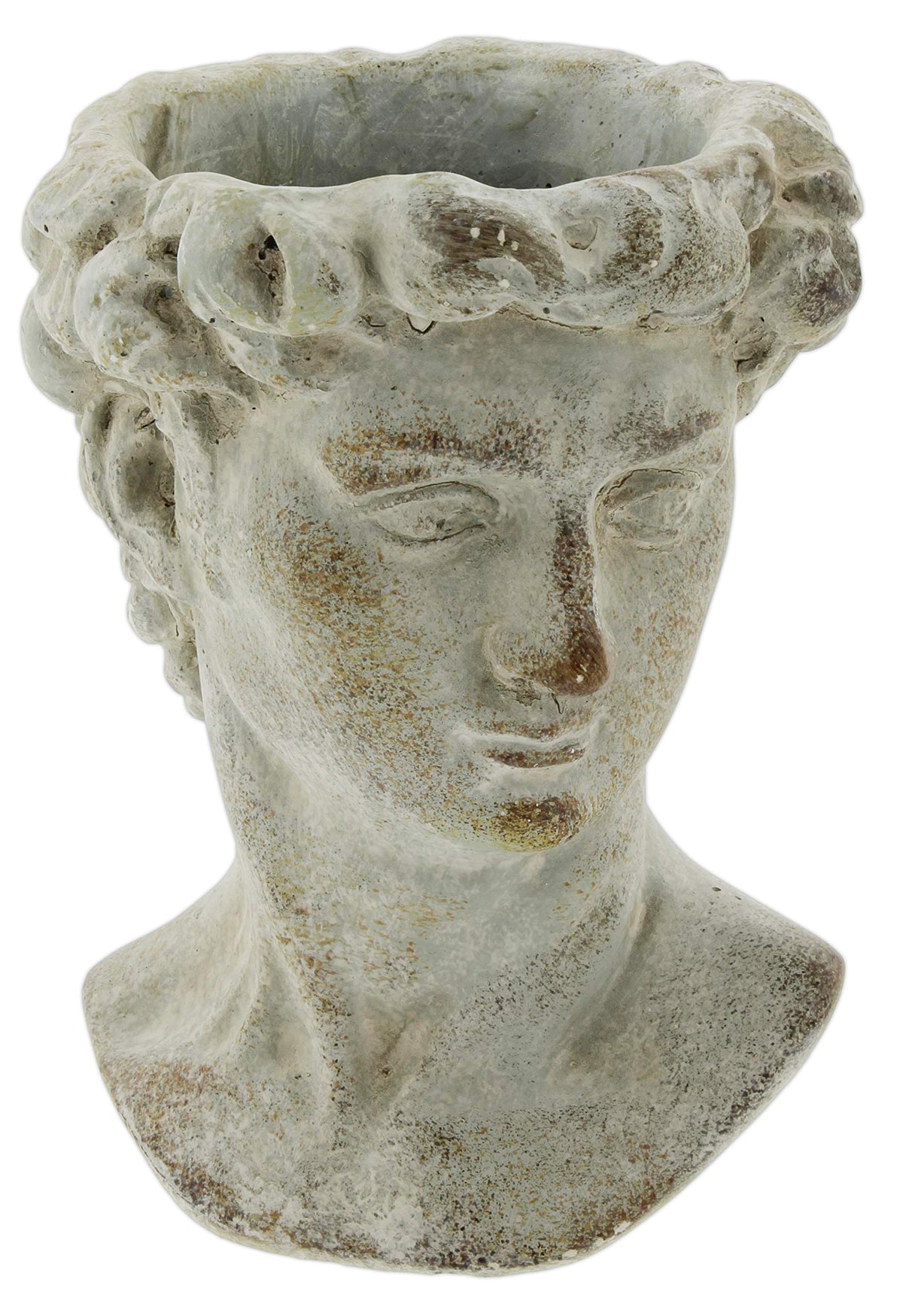 The Bridge Collection Greek head planter with bust design for indoor or outdoor display.