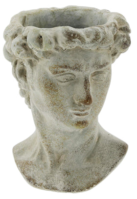 The Bridge Collection Greek head planter with bust design for indoor or outdoor display.
