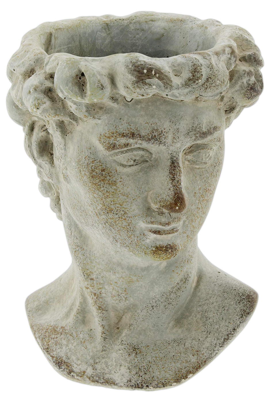 The Bridge Collection Greek head planter with bust design for indoor or outdoor display.
