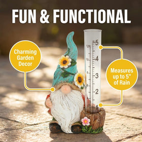 The Bridge Collection rain gauge measures up to 5 inches for garden planning.