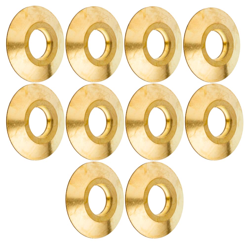 The Door Bull brass anchor collar beauty ring on deck hides pool anchors for a cleaner look.