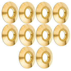 The Door Bull brass anchor collar beauty ring on deck hides pool anchors for a cleaner look.
