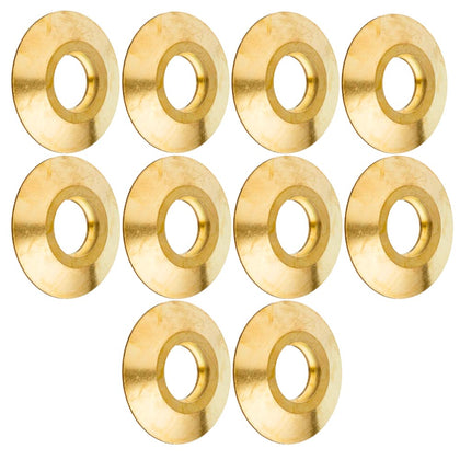 The Door Bull brass anchor collar beauty ring on deck hides pool anchors for a cleaner look.