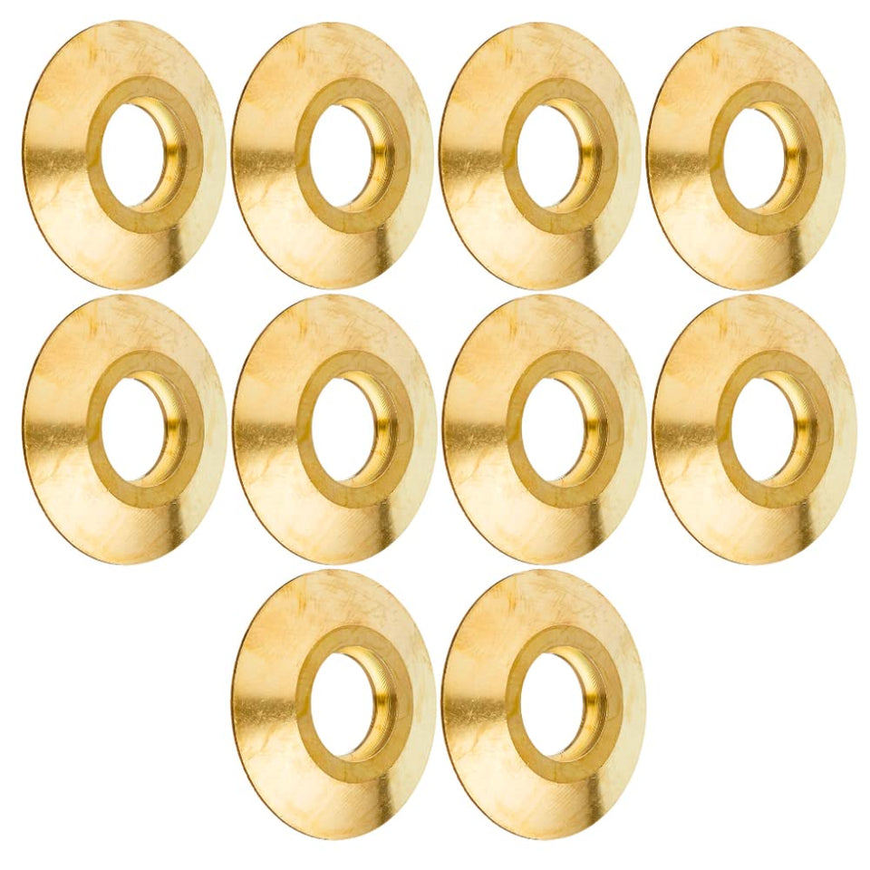 The Door Bull brass anchor collar beauty ring on deck hides pool anchors for a cleaner look.