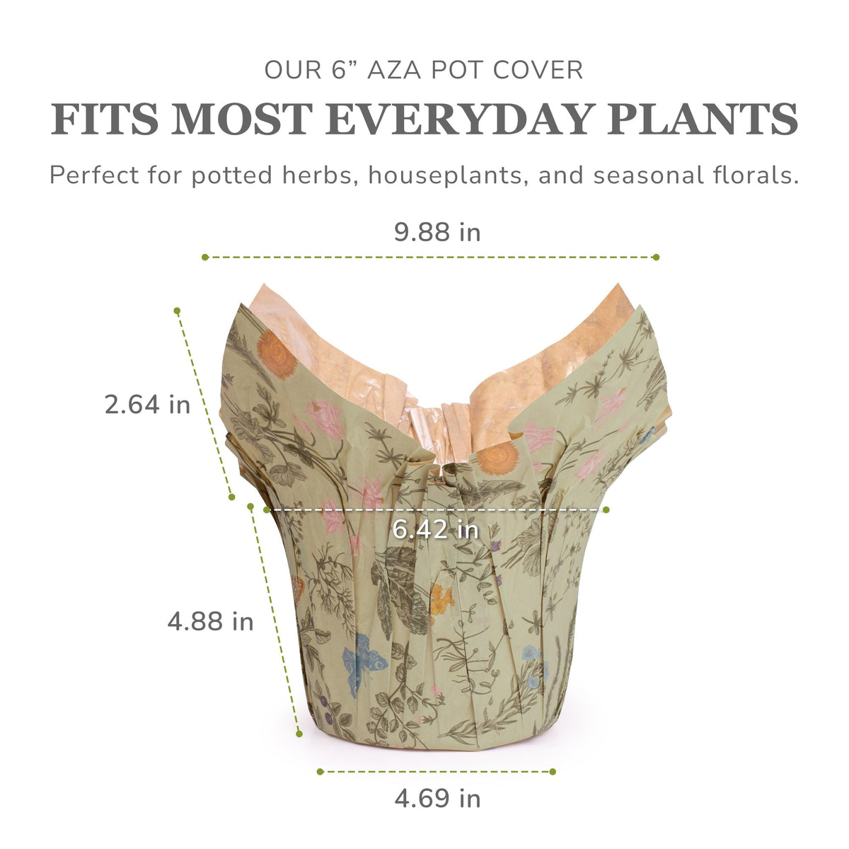 The Florist Supply Premium 6-inch AZA cover features floral illustrations to elevate decor.