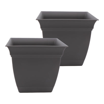 The HC Companies Eclipse square planter with drainage holes for healthy roots.