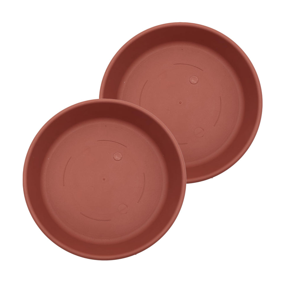 The HC Companies 12-inch classic round plant saucer protects surfaces while catching excess water.