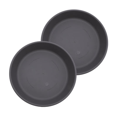 The HC Companies 14-inch round plant saucer supports pots while catching excess water.