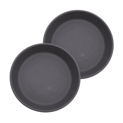 The HC Companies 14-inch round plant saucer supports pots while catching excess water.