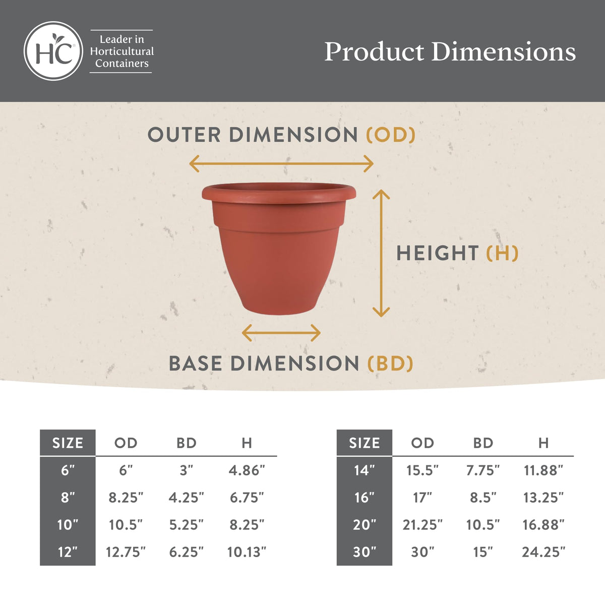 This 14.88 inch container fits flowers, herbs, or vegetables with sturdy, contoured base.