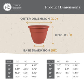 This 14.88 inch container fits flowers, herbs, or vegetables with sturdy, contoured base.