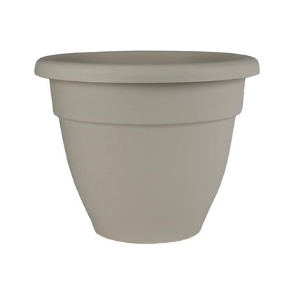 The HC Companies Caribbean Planter Pot with rolled rim in Cottage Stone enhances indoor or outdoor decor.