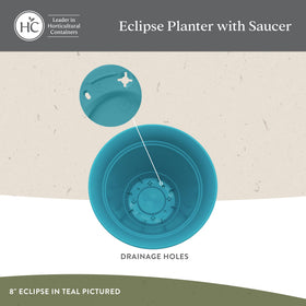 The HC Eclipse 12-inch planter in UV-resistant plastic withstands sun exposure.