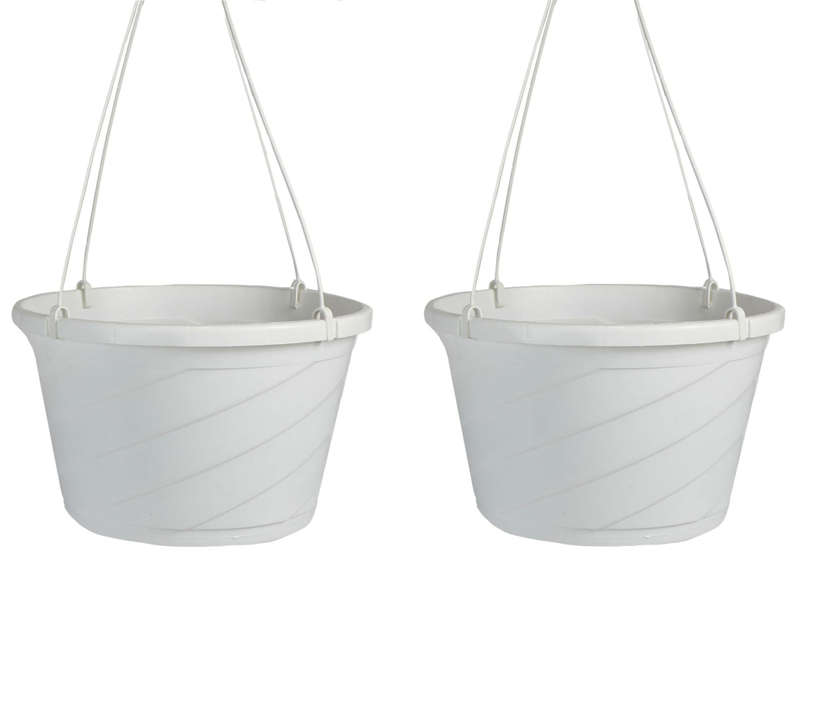 The HC Companies Euro Hanging Planter in white, front view, ideal for balconies