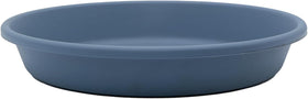 The HC Companies Flower Pot Saucers 16-inch slate blue prevent overwatering and protect surfaces indoors and outdoors.