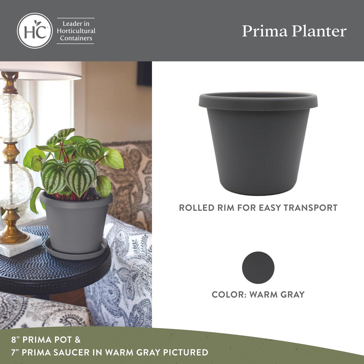 Prima planter with drainage holes prevents overwatering on patios and balconies