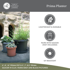 The HC Companies Prima planter with warm gray finish blends with any decor
