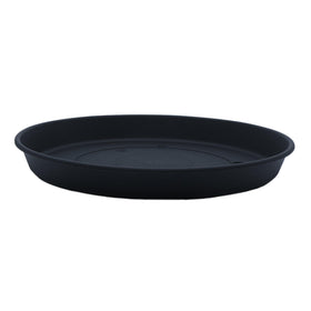 HC Companies Round Prima saucer in black for indoor and outdoor use.