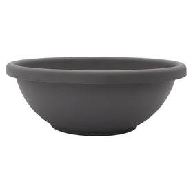 The HC Companies shallow planter 20-inch warm gray front view for indoor or outdoor display