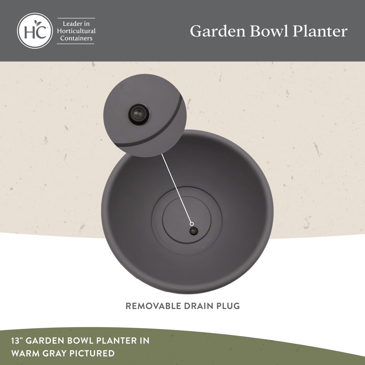 Rolled rim detail on The HC Companies shallow planter for easy handling
