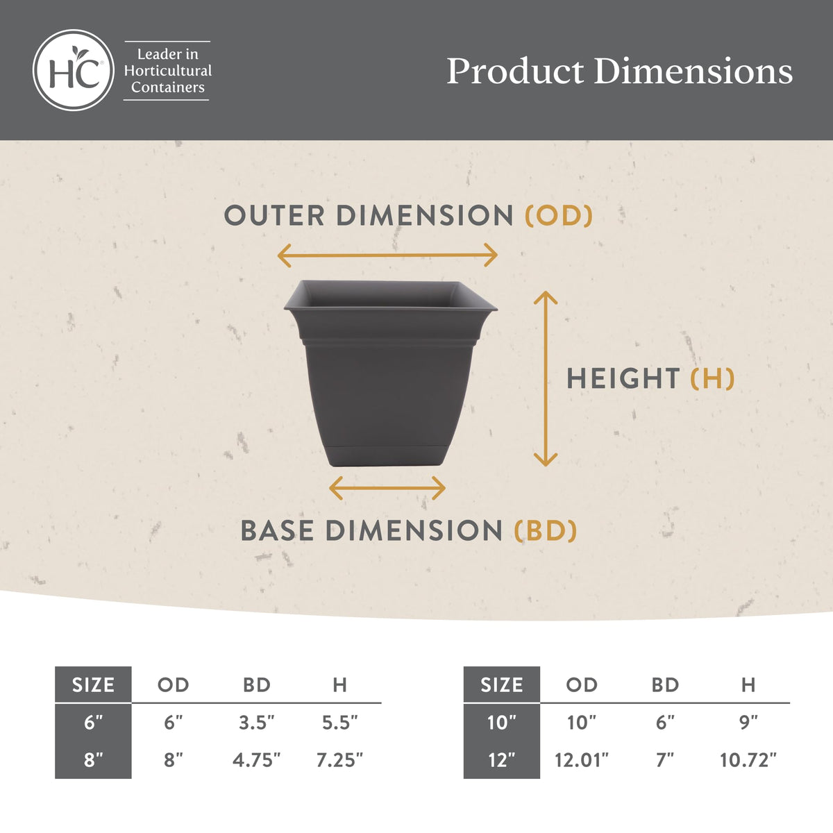 10-inch diameter square planter with modern design and versatile setup.