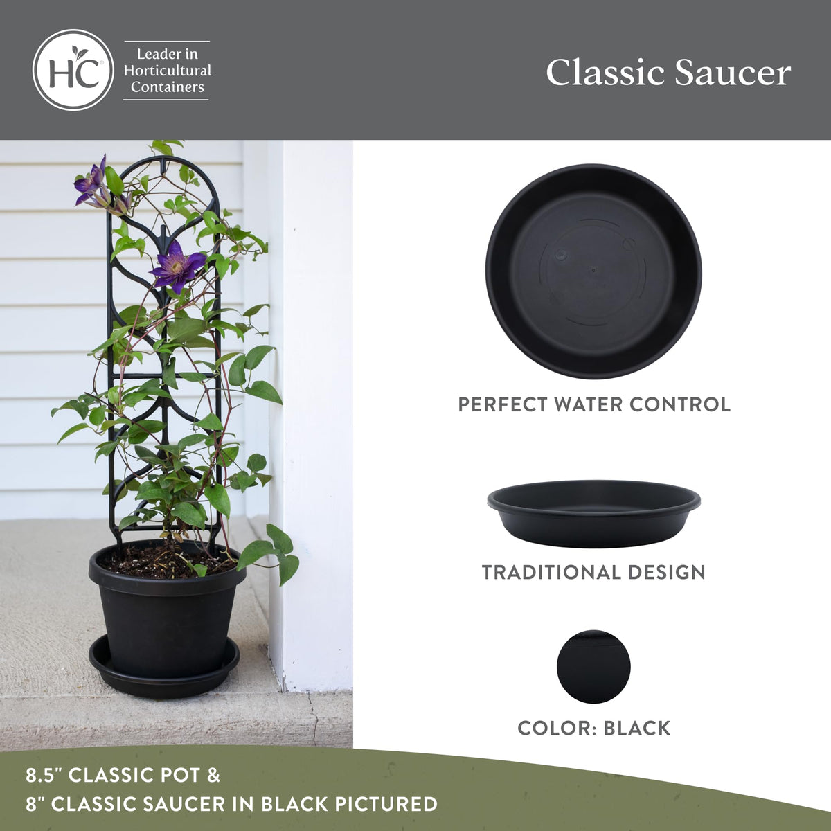 The HC Companies UV-resistant plant saucer used outdoors to protect surfaces.