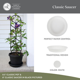 The HC Companies UV-resistant plastic saucer provides durable indoor or outdoor use for pots.