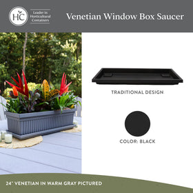 The HC Companies Venetian rectangular plant tray is durable, lightweight for easy handling.