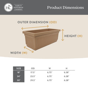 The HC Companies Venetian window planter box pairs with saucer for leakage protection