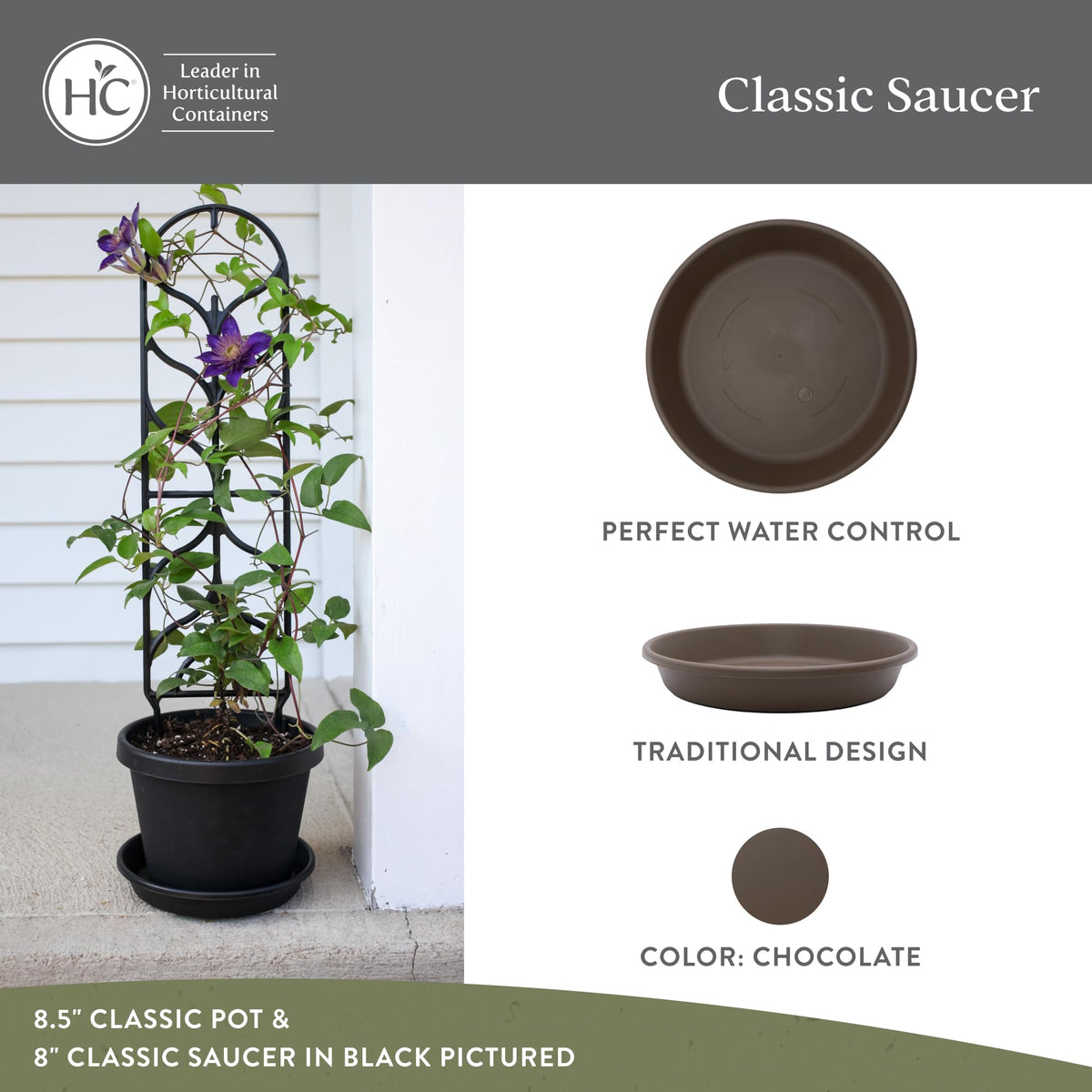 The HC Companies water catcher plant saucer catches excess moisture.