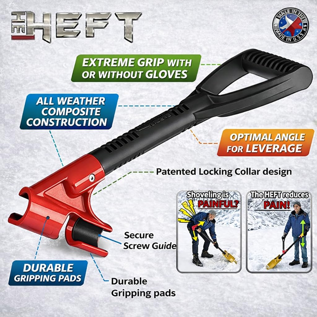 Close-up of The HEFT Plus snap-on installation on a shovel shaft