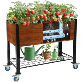 The Home Cult raised garden bed with legs and wheels for easy mobility and placement.