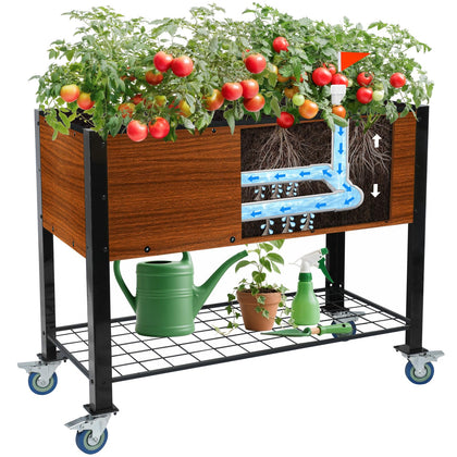 The Home Cult raised garden bed with legs and wheels for easy mobility and placement.