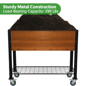 The Home Cult raised bed with legs and lockable casters for seamless repositioning.