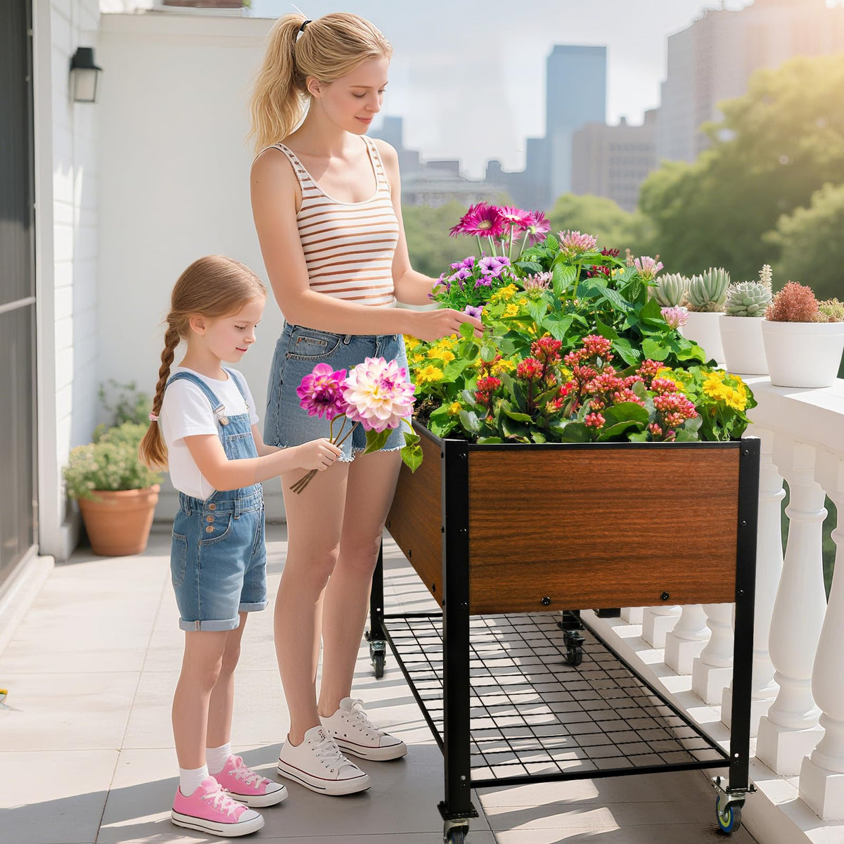 The Home Cult self-watering system maintains consistent soil moisture for plants.