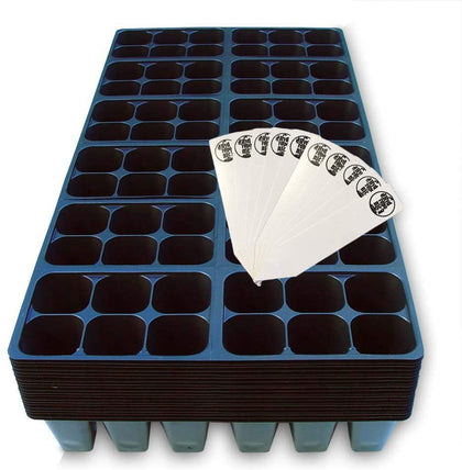 The Hydroponic City seed starter tray assembly highlights organized 1440-cell setup for efficient seed starting.