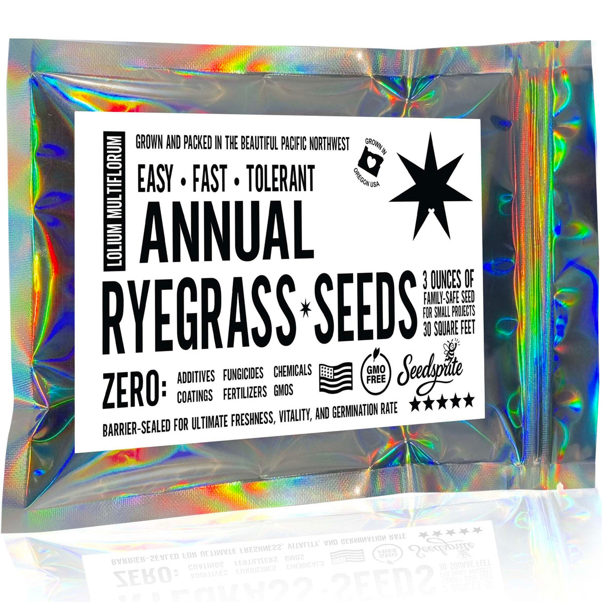 The Kinder Company annual ryegrass seed packet for rapid indoor or outdoor emerald green patches