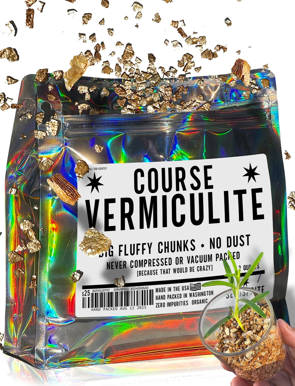 The Kinder Company coarse vermiculite 2qt pack for gardening supports seed germination and healthy roots
