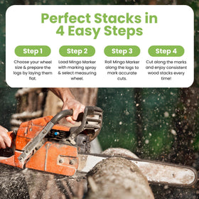 The Mingo Marker 16-inch marking wheel for mid-length firewood sizing