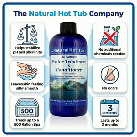 The Natural Hot Tub Company spa-clarifier softens skin while keeping water clear.