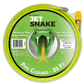 The Original JetSnake 50ft sewer jetter spool for easy drain cleaning, clears grease and debris.