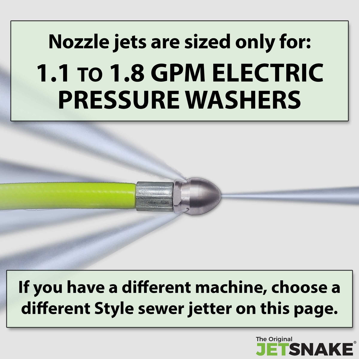 The Original JetSnake accessories bundle shows a complete ready-to-use kit for drains.