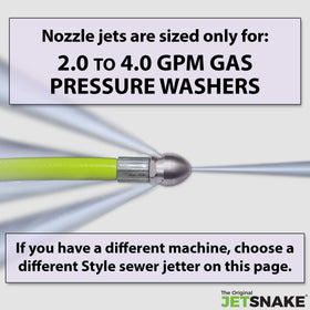 JetSnake M22 adapter for gas pressure washers enables quick setup.