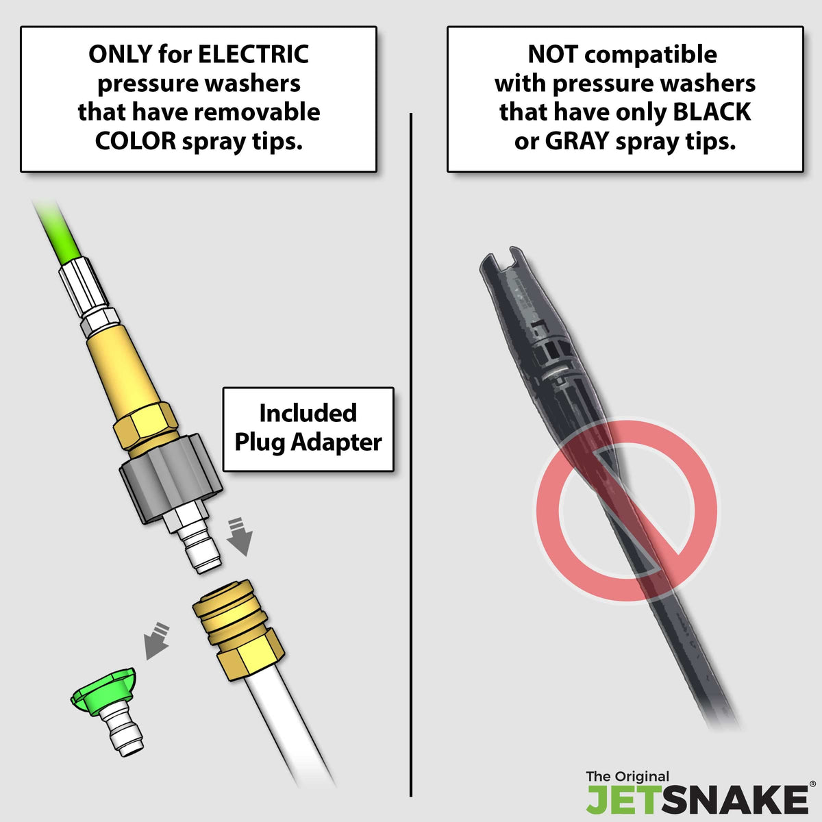 The Original JetSnake in-use shot demonstrates effective clog clearance in real drains.