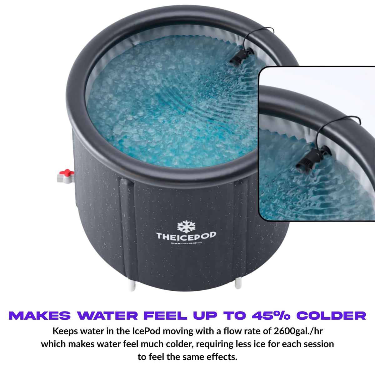 High-flow pump delivers steady circulation for consistent cold immersion.