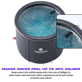 High-flow pump delivers steady circulation for consistent cold immersion.