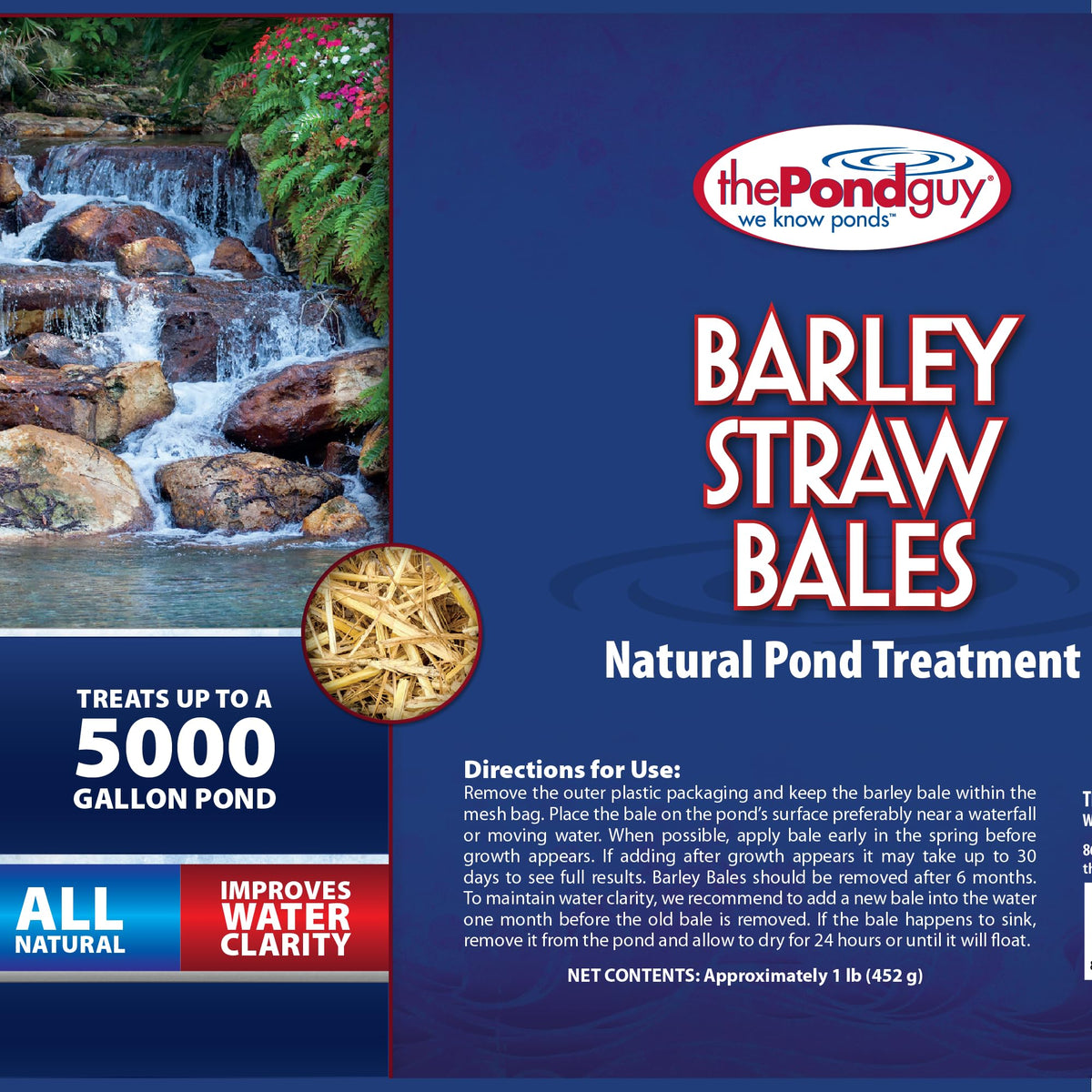 The Pond Guy barley straw bale release in water improves clarity.