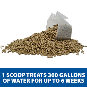 The Pond Guy barley straw pellets mesh bag ready for mess-free placement